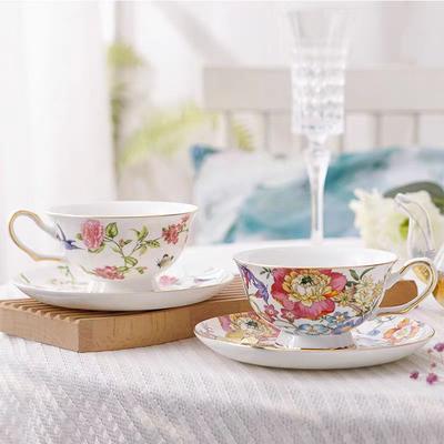 English Porcelain Coffee Mug and Saucer Floral Water Cup Creative Afternoon Tea Flower Tea Cup Home Breakfast Mug Birthday Gift