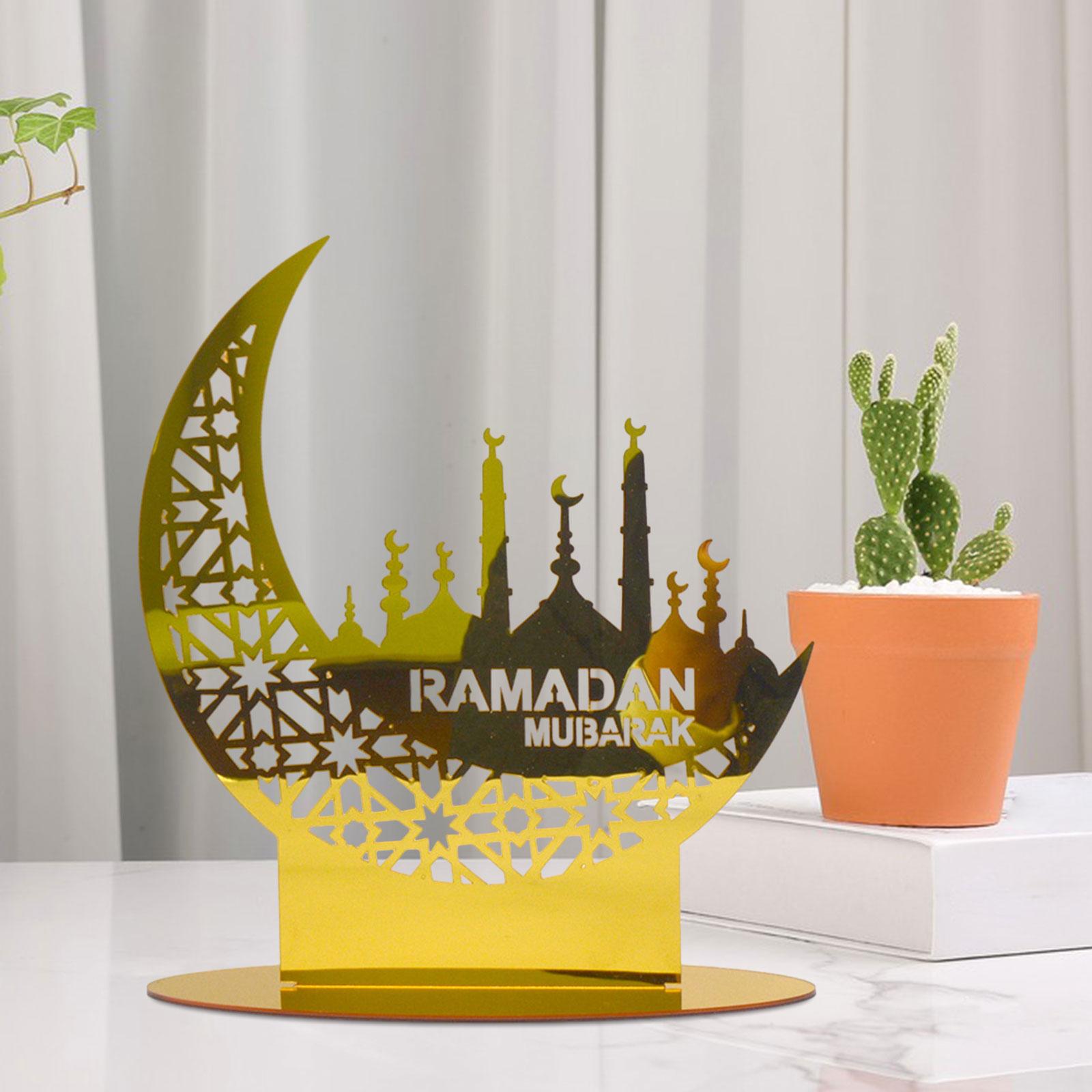 

Знак декора стола Декоративное ремесло Искусство Украшения Рамадан Мубарак Украшения для гостиной Вечеринка Праздник Спальня Полка золотой