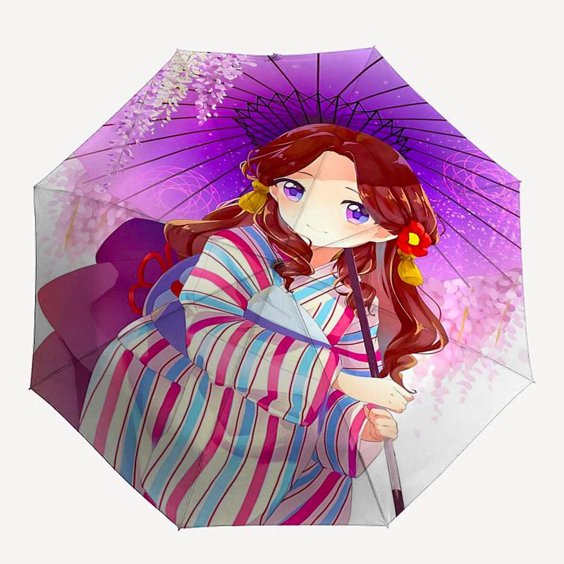 1pc Anime Character Inspired Outdoor Umbrella - Automatic Opening/Closing, Portable 3-Fold Design with Iron Frame - Perfect Gift for Fans, Travelers,