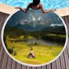 Pretty Country Scenery Print Round Beach Blanket,Polyester Sand Resistant Beach Towel,Absorbent Quick Dry Pool Towel Picnic Mat