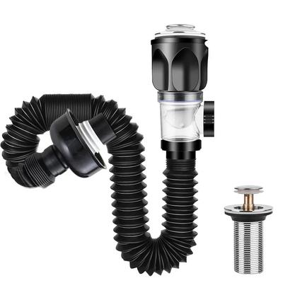 Press Type Washbasin Drain Fitting Siphon With Odor-Proof Downpipe And Anti-Insect Design Flexible Hose For 40-50mm Sink Holes