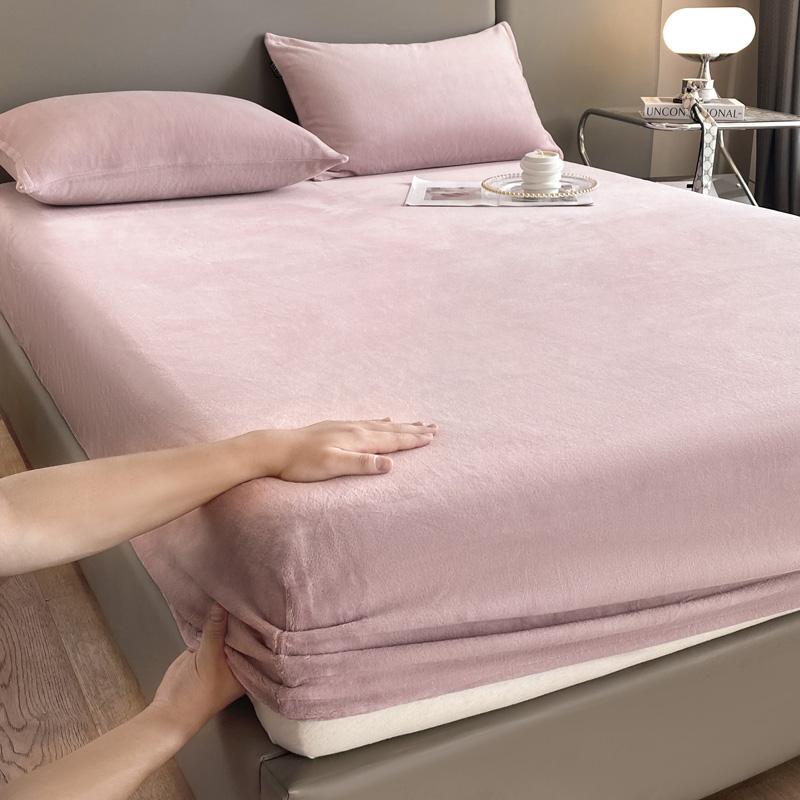 Thick Velvet Fitted Sheet Pillowcase 1/3 Pieces Set High Quality Non Slip Mattress Cover Protector Soft Bed Sheet Pillow Case