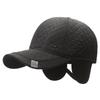 Hat Men's Autumn and Winter Fleece Ear Protector Warm Peaked Cap Dad Embroidered Thread Baseball Cap Outdoor Cold Cotton Cap Winter