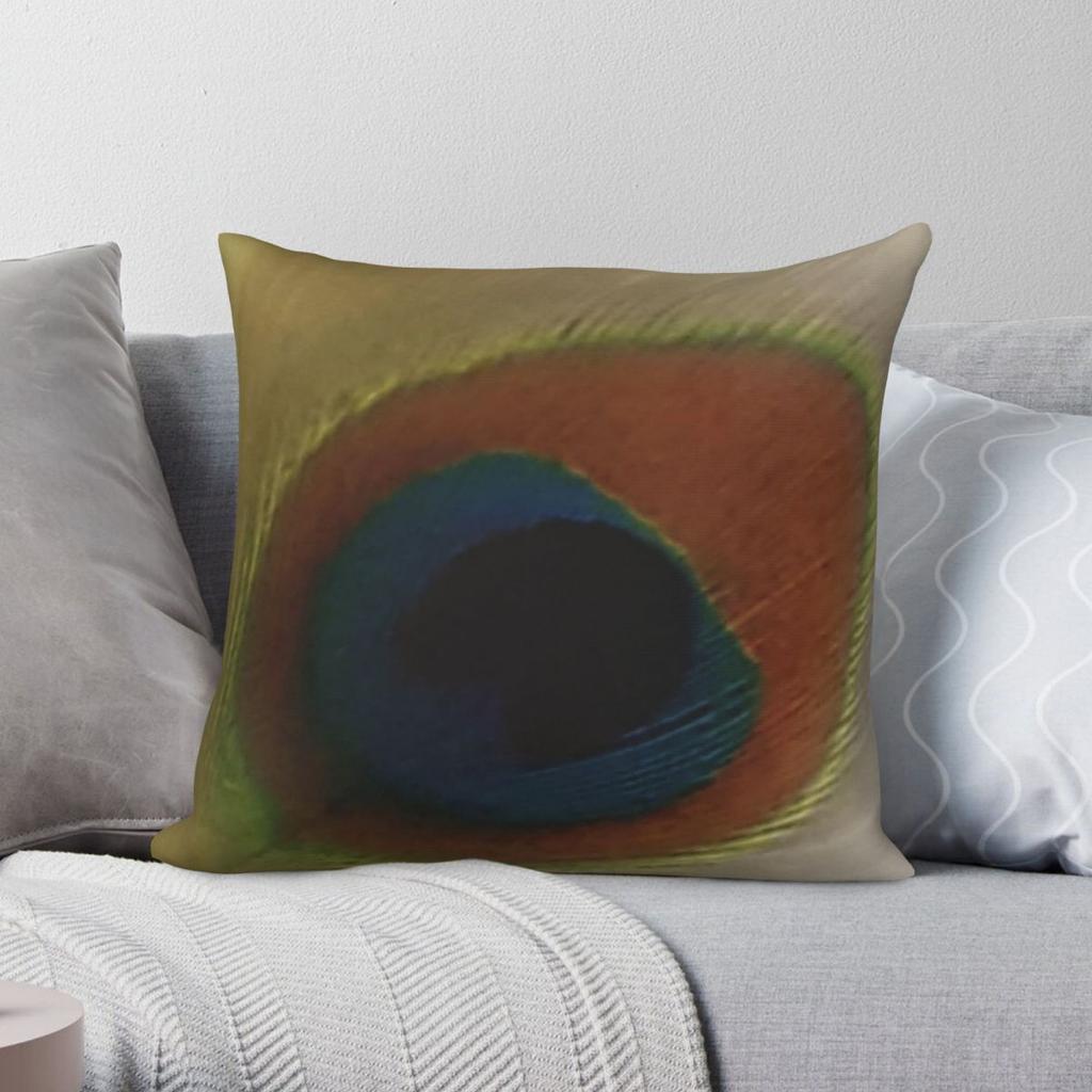 Peacock Eye Feather Square Pillowcase Polyester Linen Velvet Printed Zip Decor Throw Pillow Case Home