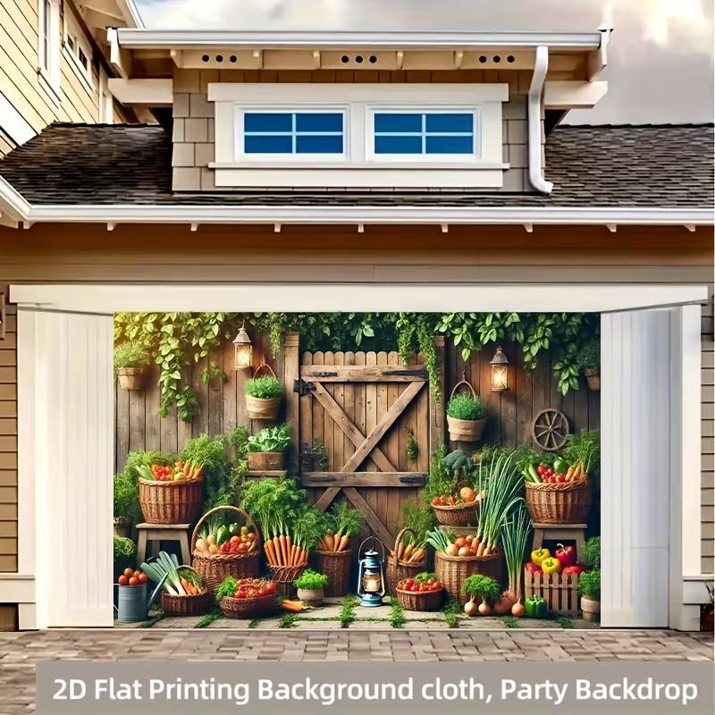 2D Countryside Harvest Backdrop Cloth Farm Vegetable Baskets Party Decor