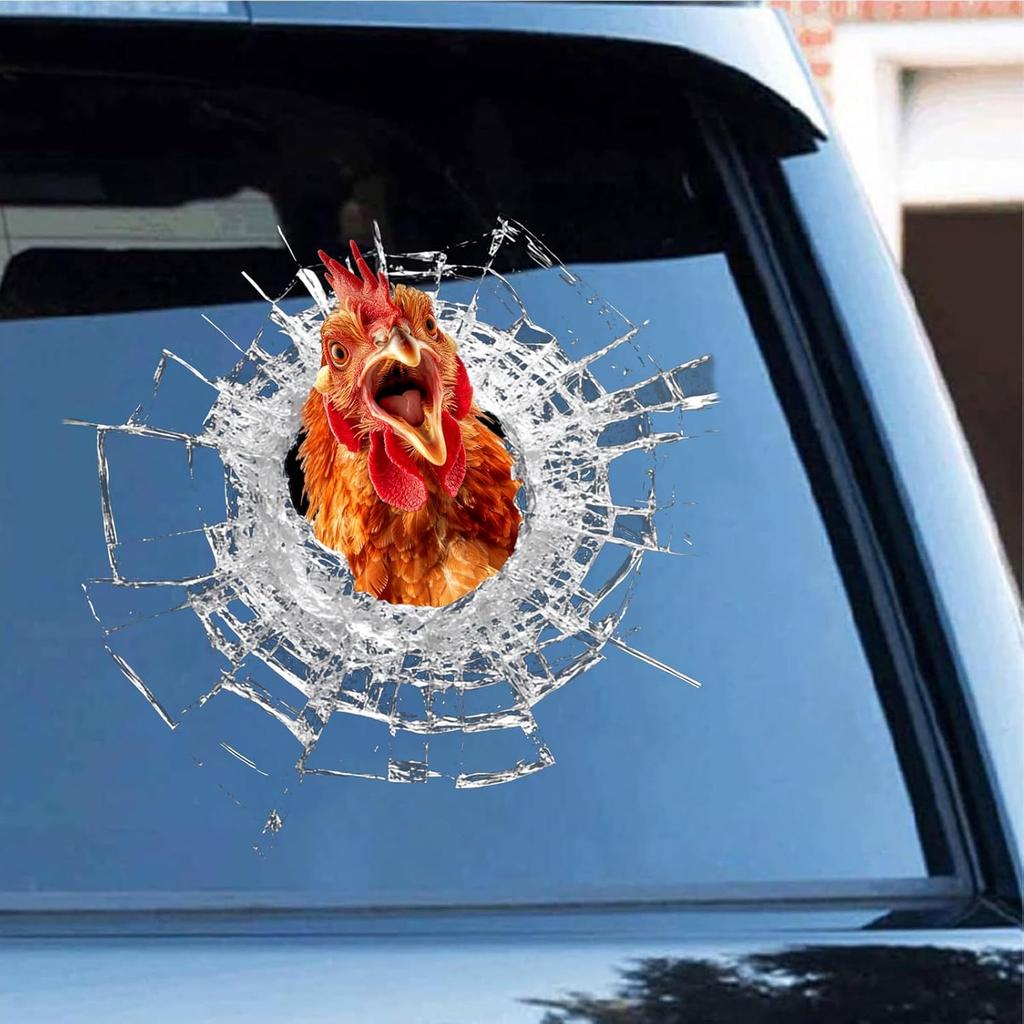 Chicken Car Stickers Funny Chicken Window Decals Poultry Car Bumper Decals 3D Realistic Rooster Decals Funny Car Stickers Funny Farm Animal Chicken