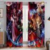 Hot-Blooded Anime Cartoon Style Print Print Window Curtains Black Silk Light Blocking Window Curtains Bedroom Space Living Space Study Kitchen