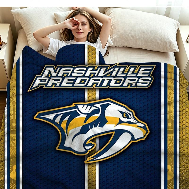 Nashville Predators Print Flannel Blanket High Quality Warm Comfortable Cover for All Seasons Perfect for Gifts Home Decor