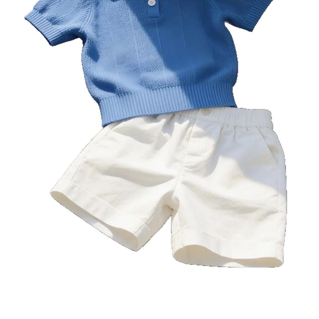 2026 Boys' Korean Style Summer Set: Handsome Hollow-Out Polo & Casual Shorts Two-Piece