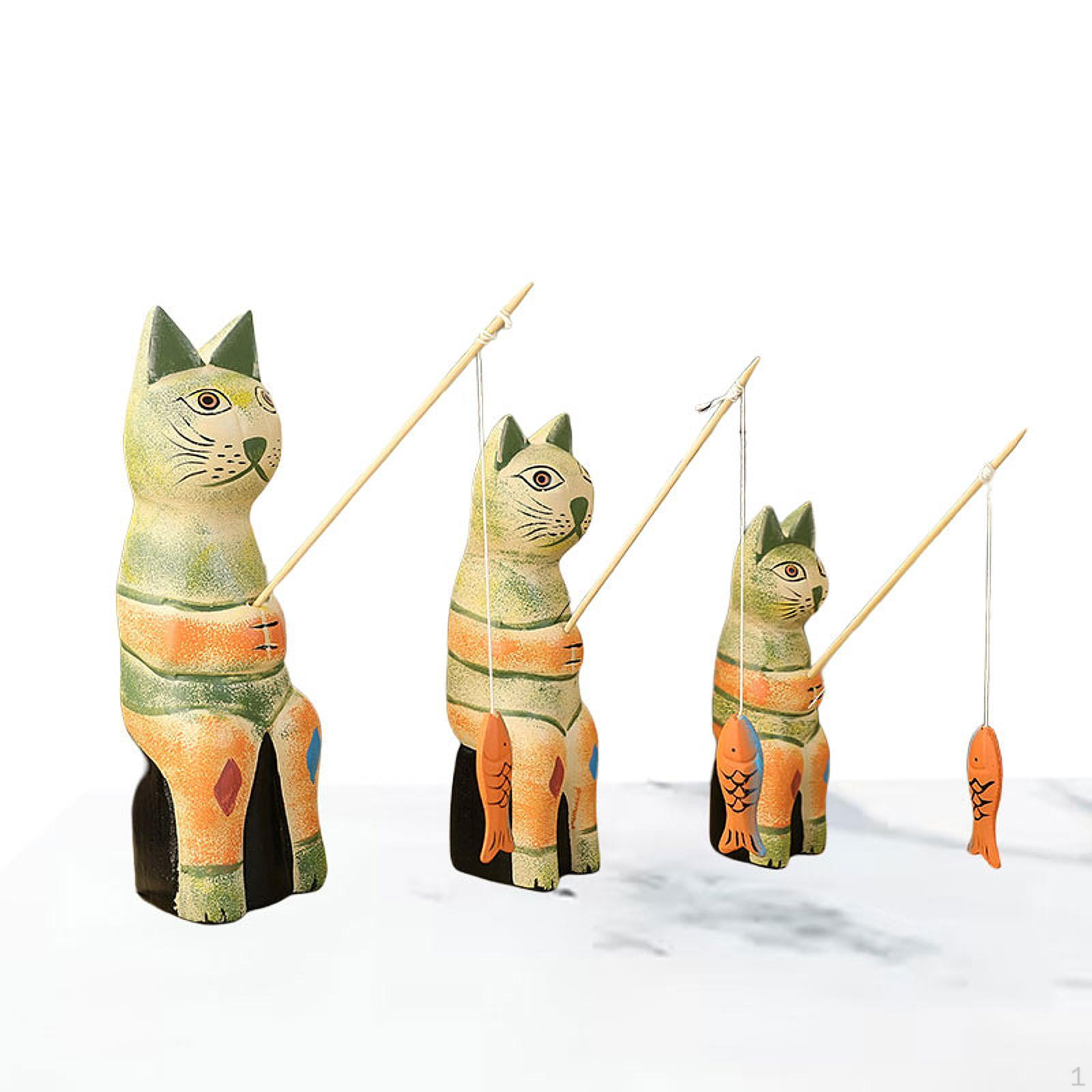

3 шт. Статуэтки кошек Скульптуры животных Скандинавские настольные украшения Декоративные фигурки для входа Green Orange