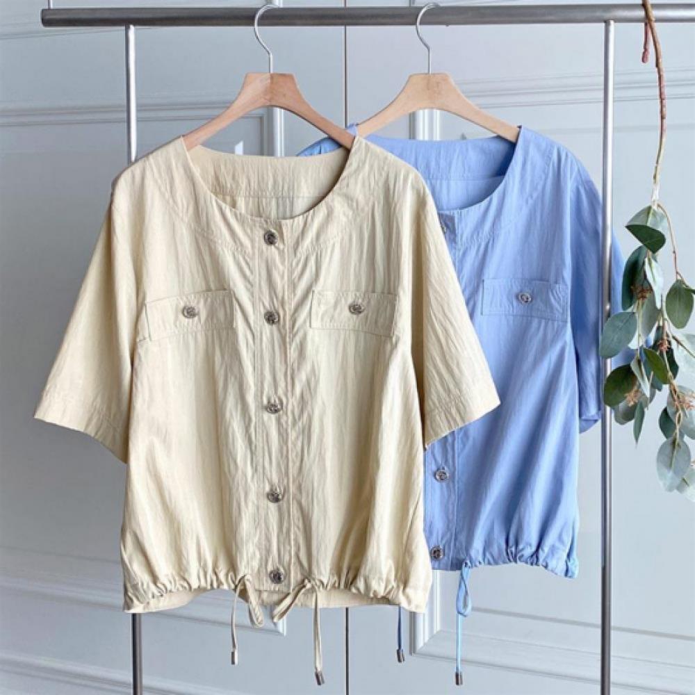 New Arrivals Open Run Women Bashrak Double Pocket No Collar String Short Sleeve