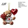 Heart Balloon Hanging Decoration Teddy Bear Ornament Holding Red Rose Bouquet Decoration Cute Backpack Charm Car Rearview Mirror 2D Flat Acrylic