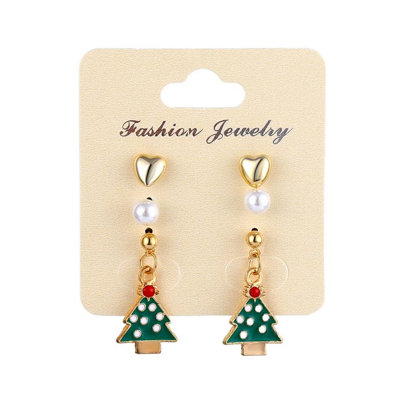 Charm Classic Pearl Stud Earrings Jewelry Ladies Beautiful Christmas Gifts Santa Claus Earrings