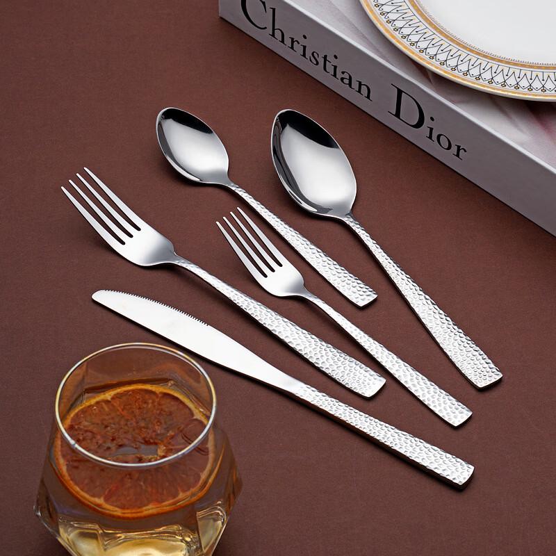 Ru Han Hammered Stainless Steel Dinner Fork Set (5-Piece)
