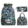 3 Piece School Backpack Set for Students Large Capacity Oxford Cloth Schoolbag with Shoulder Strap and Pencil Case