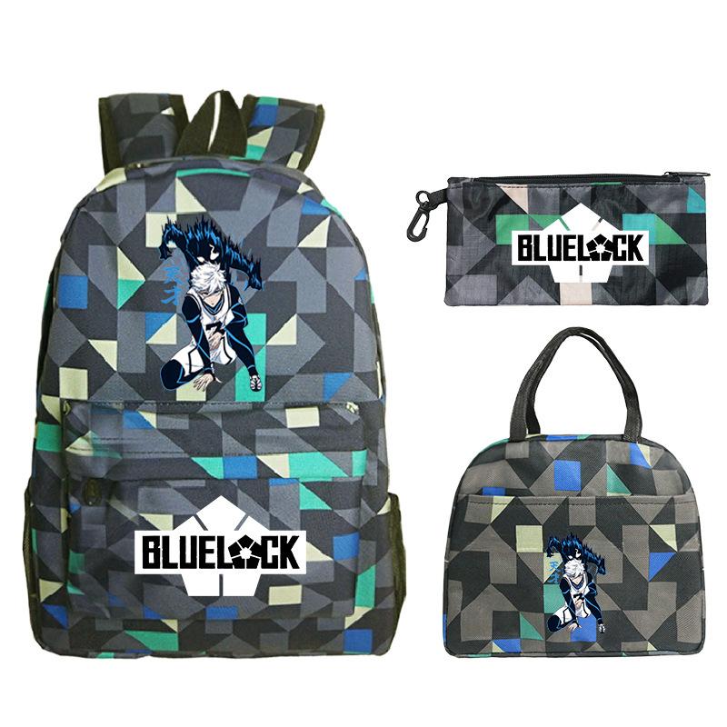 3 Piece School Backpack Set for Students Large Capacity Oxford Cloth Schoolbag with Shoulder Strap and Pencil Case
