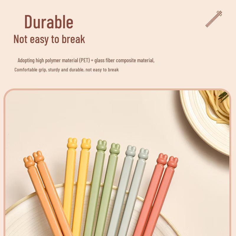 KOBACH Lucky Rabbit Five-Color Alloy Chopsticks (5 Pairs)