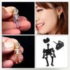 1-10 Pairs Goth Stainless Steel Stud Earrings Skeleton Dangle Trendy Punk Jewelry Men Women's Piercing Cool Halloween Decoration