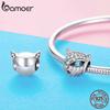 BAMOER High Quality Authentic 925 Sterling Silver Kitten Cat Fox Shape Charms Clear CZ Beads