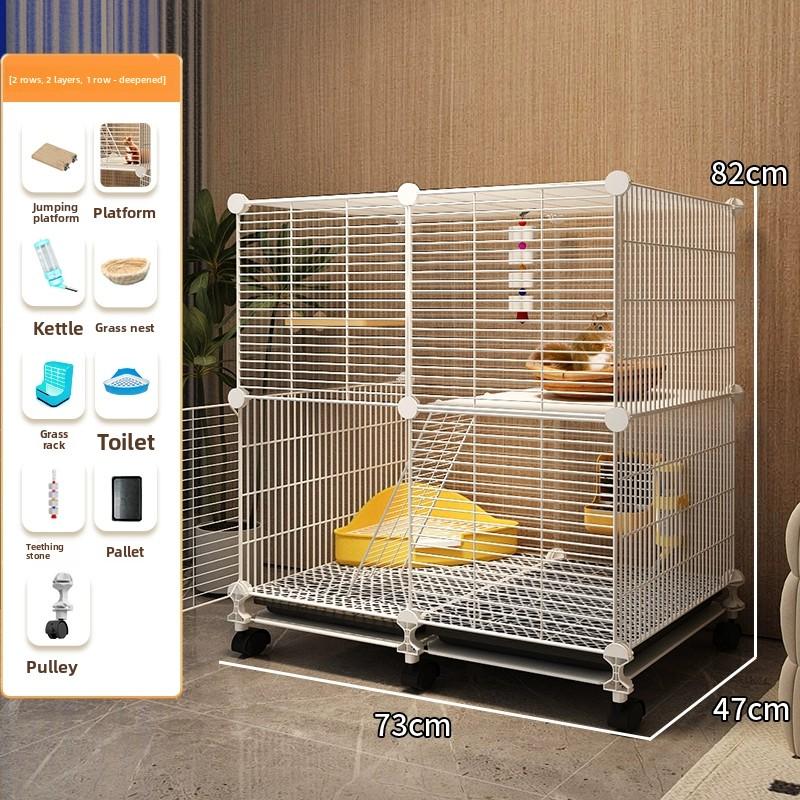 Dreistöckiger Eichhörnchenkäfig mit separatem Toilettenbereich, geräumiger Futterkäfig für Rennmäuse, mehrstöckiger Nagerkäfig