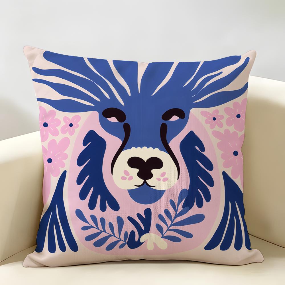 Abstract Floral Animal Fashion Cushion Cover Natural Linen Organic Fabric DoubleSided Printing Room Sofa Decor Pillow Case