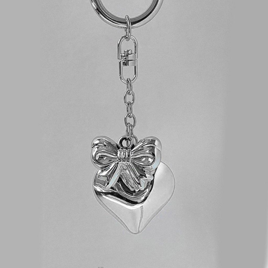 Bowknot Heart Pendant Keychain Big Heart Keyring Hanging Decorations for Car Key Backpack Bag Purse Jewelry Accessory
