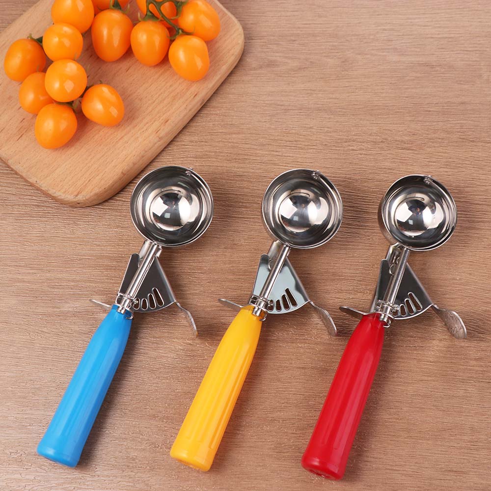 Plastic Handle Ice Cream Ball Scoop Stainless Steel Fruit Scoop Household Ice Cream Digger  Summer