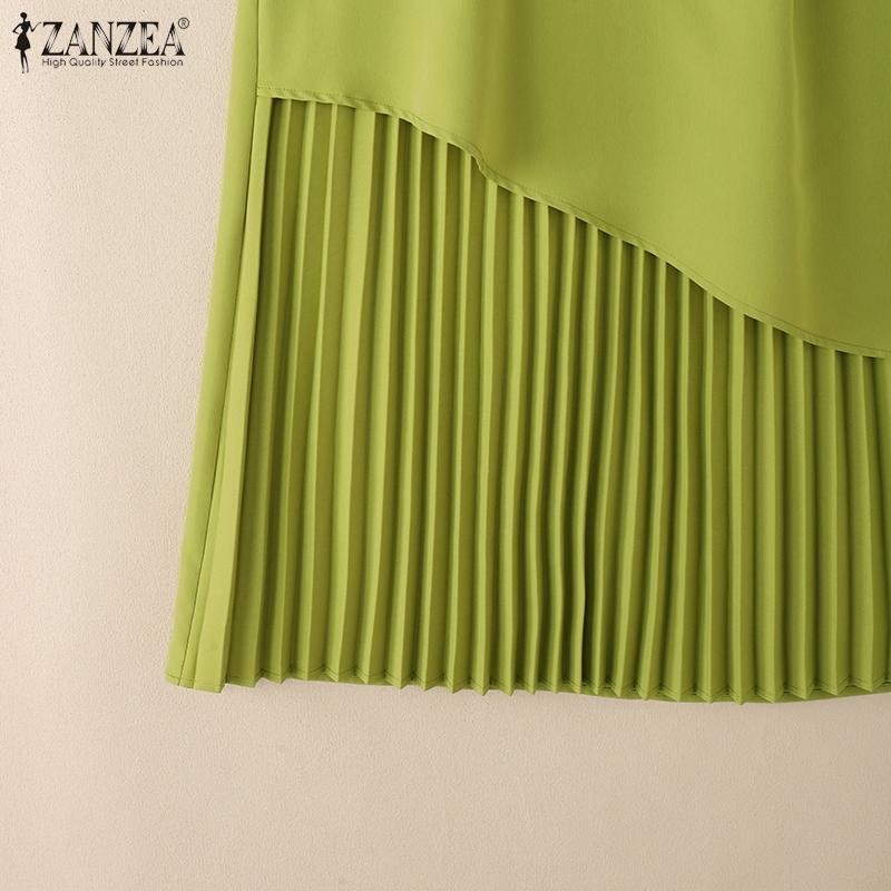 ZANZEA Dámské letní ležérní plisované sukně v patchworkovém stylu a jednobarevném provedení