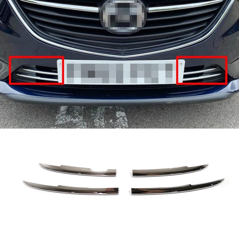 For Mazda 6 Atenza 2013-2018 ABS Chrome Car body protection Front up racing Grid Grille Cover trim Car Styling Accessories 4pcs