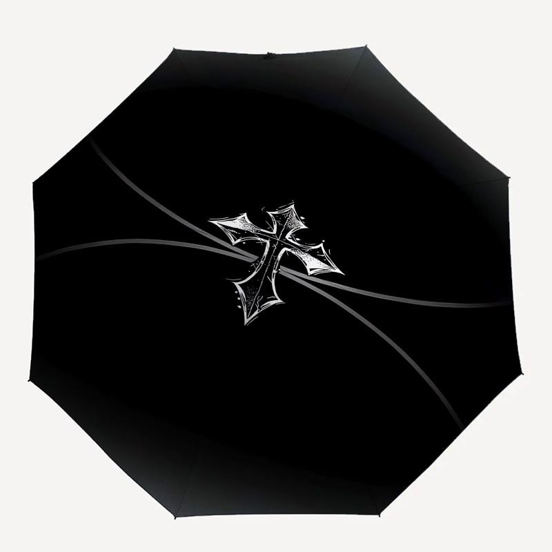 1pc Black Basketball with Cross Design Umbrella with Plastic Handle,Suitable for All Seasons UmbrellaPT541