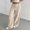Corduroy Pants For Women Casual  Elastic Waist Straight Leg Pants Loose Comfy Trousers With Pockets