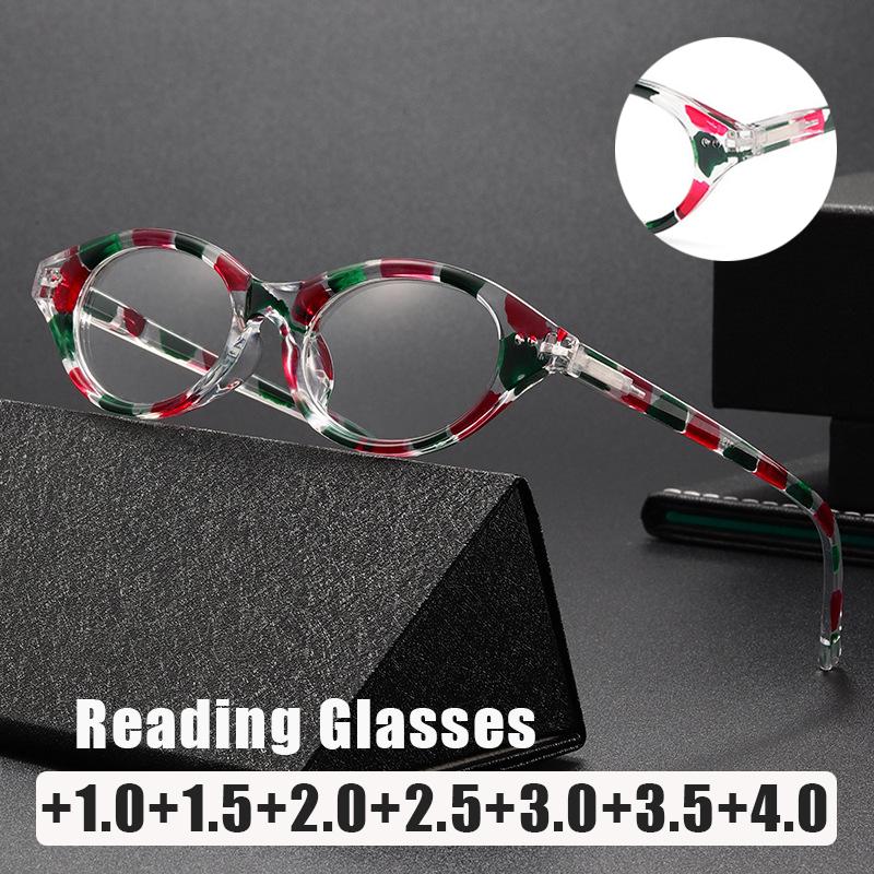 Oval Small Frame Fashionable Presbyopia Glasses Women'S Ins Style Retro Speckled Hd Blue Light Blocking Reading Glasses