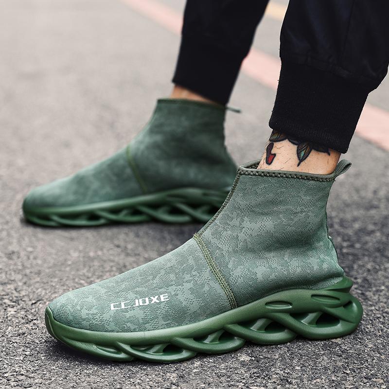 Men's Lightweight Anti Slip High Top Sports Shoes with Breathable Cushioning and Comfortable Men's Fashionable Running Shoes