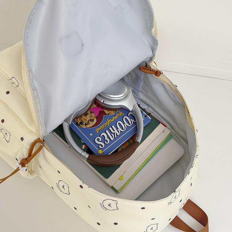 Schoolbag Student School Bag Bear Printing Fashion Versatile Casual Backpack College Style Campus Class Large Capacity Backpack