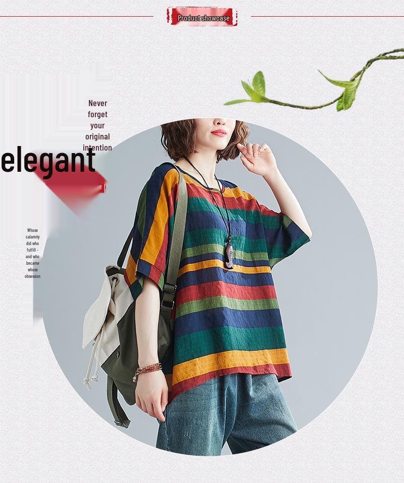 Plus Size Women's Batwing Sleeve Loose T-Shirt - Age-Reducing European & American Style