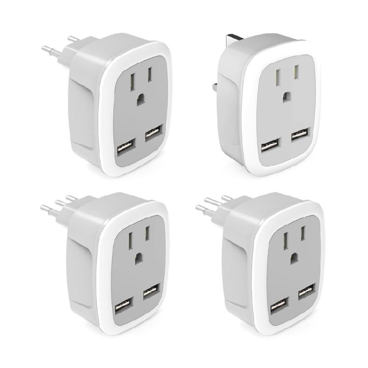 Multifunctional US to European/UK/IT/for CH Travel Plug Adapter with 2 USB 3 in