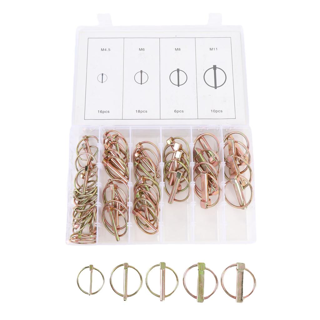 50PCS Trucks Pin Assortment Kit High Strength Steel M4.5 M6 M8 M11 Multi Size Heavy Duty Tractor Pins for Trailers