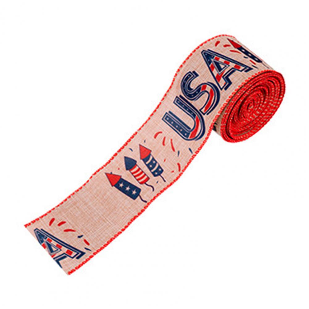 1 Roll 4.5m Ribbon U.S. Flag Elements Independence Day Colored Ribbon Commemorative Decorative Star String Ribbon For Festival