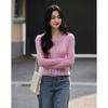 Demana Women's Striped Hollow-Out Lamb Wool Blend Knit Sweater
