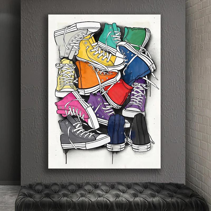 Banksy Graffiti Canvas Painting Sneakers Poster e stampe Modern Wall Decor Immagini Cuadros per la decorazione della casa del soggiorno
