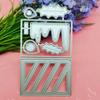 Iki Dikdörtgen Kutu Yaprak Tasarımı Desen Metal Kesme Ölür DIY Scrapbooking Kabartma Stencil Kağıt Zanaat Albümü Şablonu