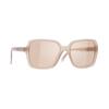Chanel Temple Letter Logo Acetate Irregular Sunglasses Women's Coral Color
