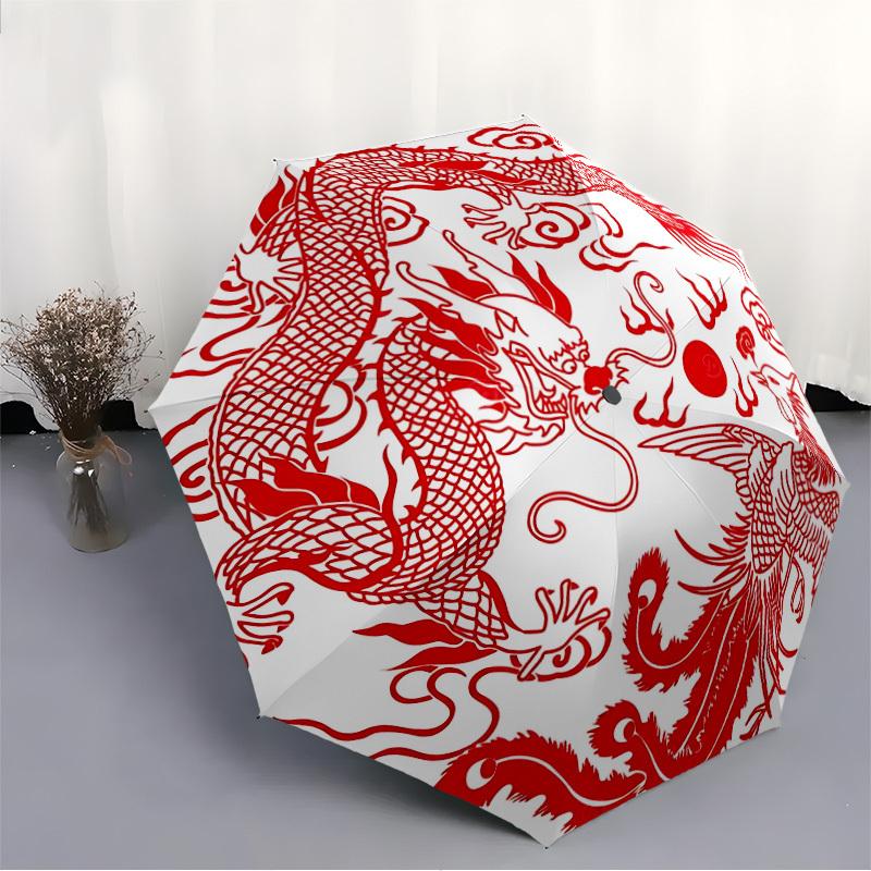 1pc Dragon Phoenix Automatic Open/close Folding Umbrella, Compact Portable Travel Umbrella, Durable Construction yy250809117