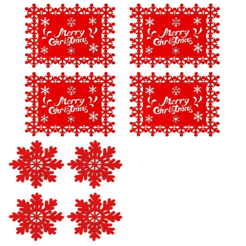 

12Pcs Seasonal Snowflake Felt Placemats Heat Resistant Table Mats for Holiday Dining Christmas Themed Place Mats