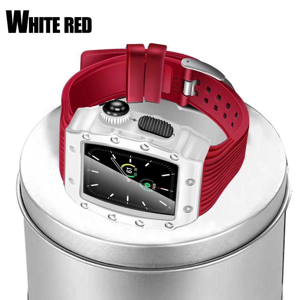 

Luxury Modification Case Band for Apple Watch Series 9 8 7 6 5 4 44mm 45mm Men Rugged Case Silicone Sport Band for iWatch 5/4 SE for apple watch 40mm