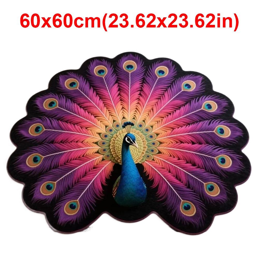 Soft Peacock Carpet Special-shaped Door Gasket Durable Blanket  for Living Room Tea Table Bedside