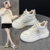 Women's Genuine Leather Velvet Platform Sneakers - Warm, Thick-Soled, Casual High-Tops for Spring 2025.