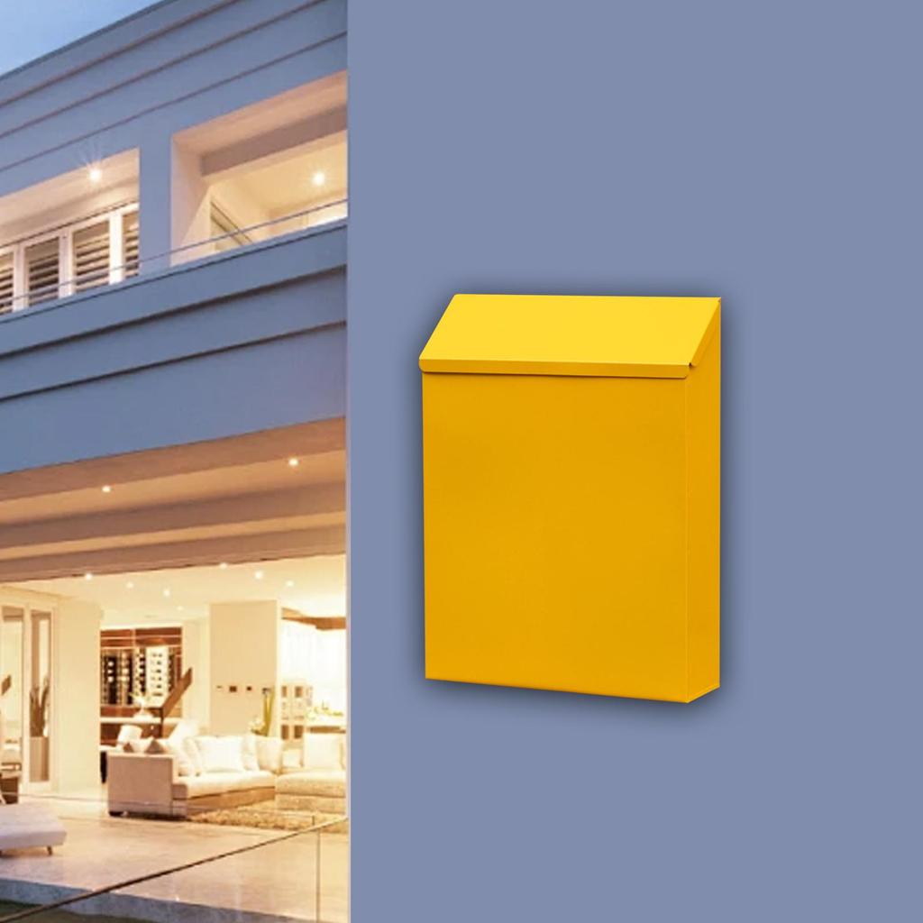 Wall Mounted Mailbox Modern with Key Decorative Newspaper Holder Box for Home Office Outside House Gate Outdoor Decoration