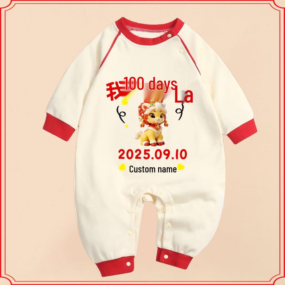 Newborn Baby Celebration Long Sleeve Cotton Romper for Spring/Autumn Photo Shoots