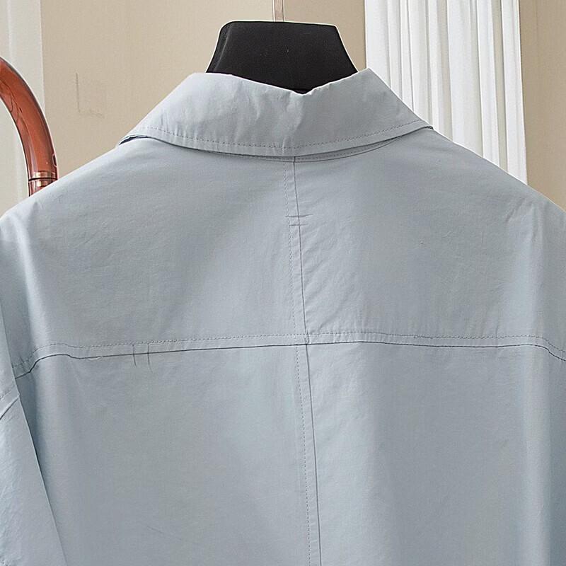 Sibashe Women's Solid Long-Sleeve Lapel Casual Shirt
